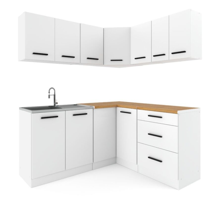 kuchnia-narozna-diana-bialy-mat (2) Kuchnia Narożna diana na bialym tle z korpusem w kolorze bialym i frontach w kolorze biały mat