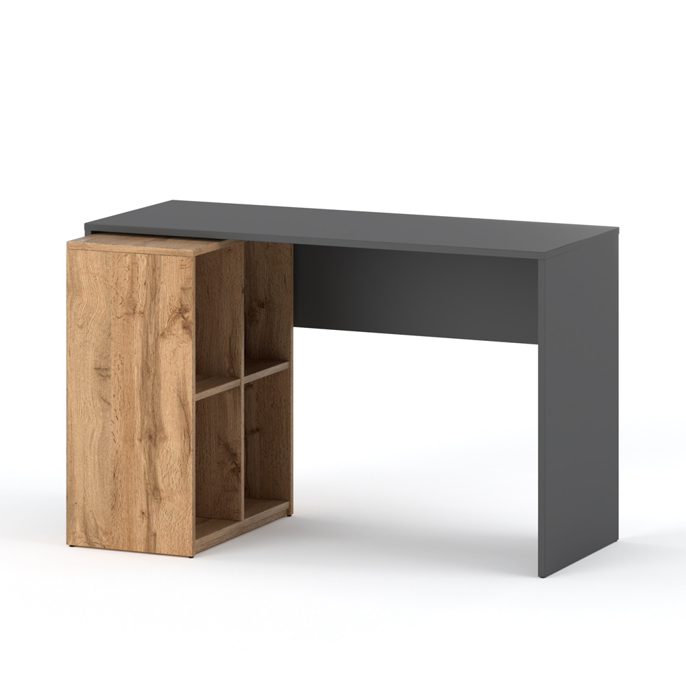 Biurko-z-regalem-120-cm-szary-mat-dab-wotan-na-bialym-tle