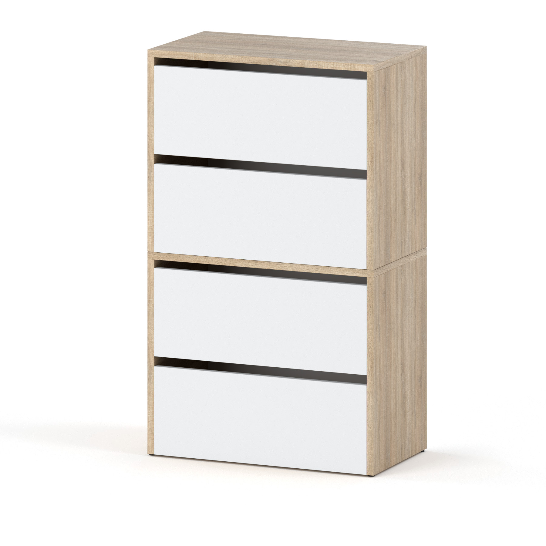 szafka-na-buty-zestaw-2-60cm-hugo-dab-sonoma-bialy-mat-zamkniete-biale-tlo