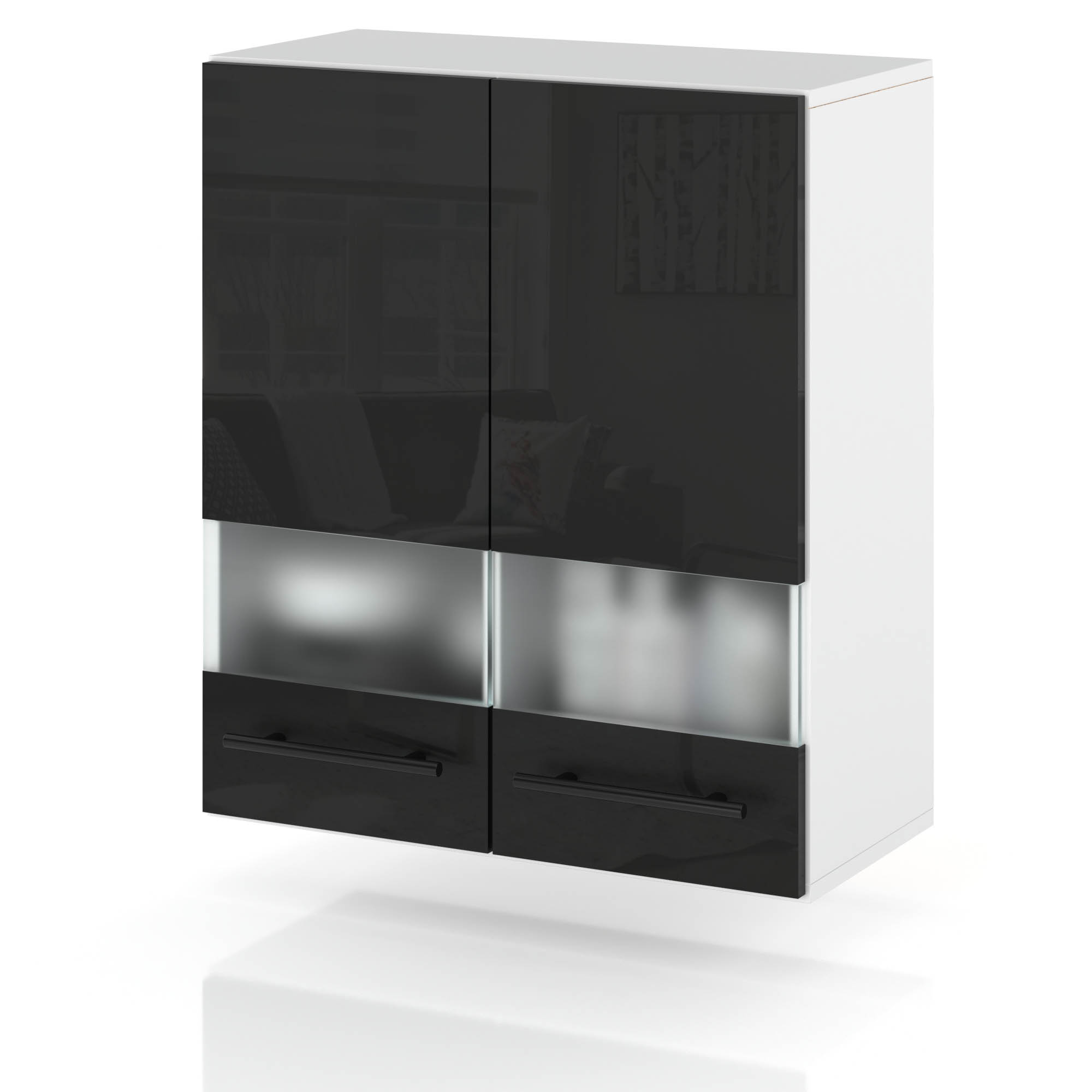 Szafka-kuchenna-wiszaca-z-witryna-szklana-60-cm-czarny-polysk Szafka kuchenna wisząca z witryną szklaną 60cm czarny połysk